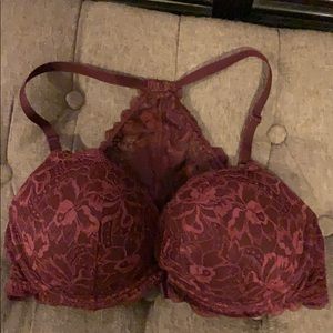 VS Pink Burgundy Lace Bra